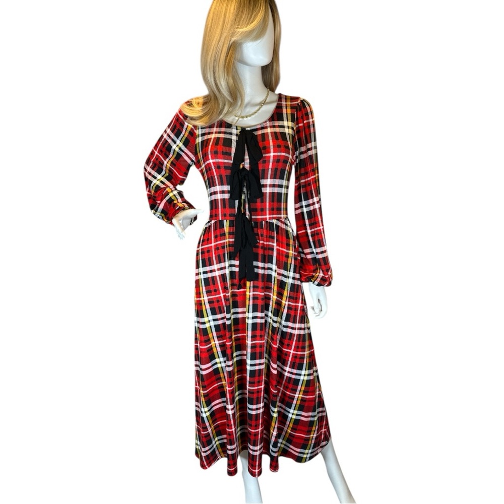 Haptics NWOT Chic Plaid Maxi Dress in Red